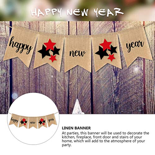 Banner de ano novo Amosfun Happy New Year Banner com design de estrela guirlanda de decoração de fes