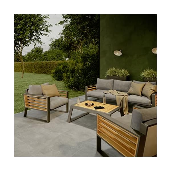 IONIS Gartenlounge Set Aluminium & Teak Anthrazit