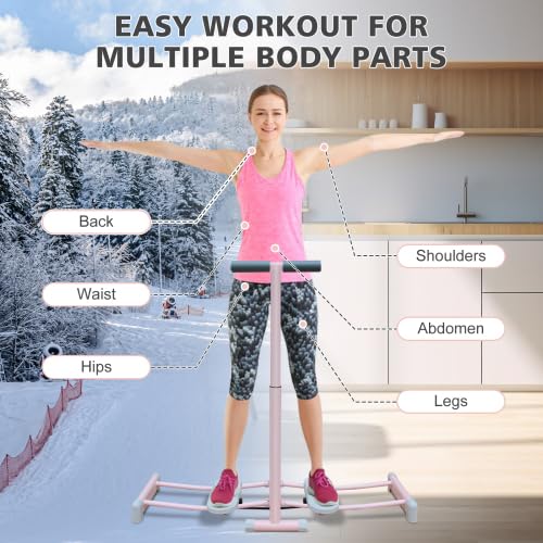 TOPCHANCES Máquina de esquí plegable, simulada con 4 niveles de pedal ajustable, no deslizante, entrenador de músculos para el hogar