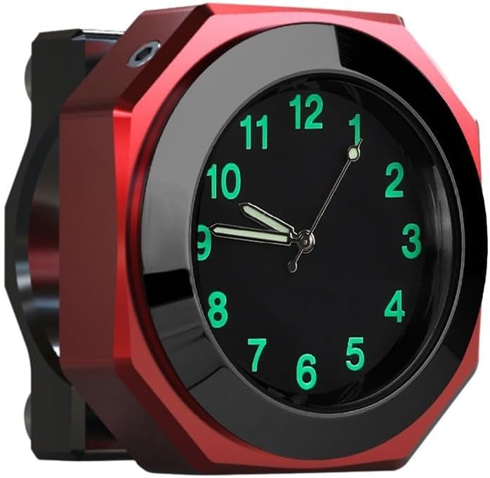 Motorcycle Handlebar Dial Clock, Handlebar Luminous Dial, For Suzuki Modification Accessories, Scooter Waterproof Electronic Thermometer(red)