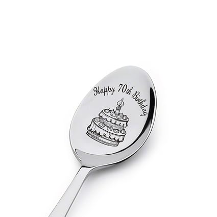 Happy 70th Birthday Spoon Gifts Engraved Spoon Personalized 70th Birthday Gifts for Son Daughter Sister Brother Friends