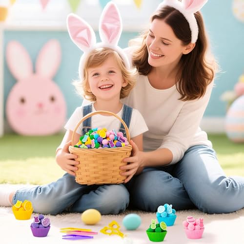 Image of EZdhuawuse Summer Sensory Bin Fillers Toys for Kids - 268 Summer Egg Bunny Fine Motor Toys Birthday Gift, Counting Sorting Toys with Felt Egg Rabbit Pom Pom Cup Clips, Preschool Learning Activitie