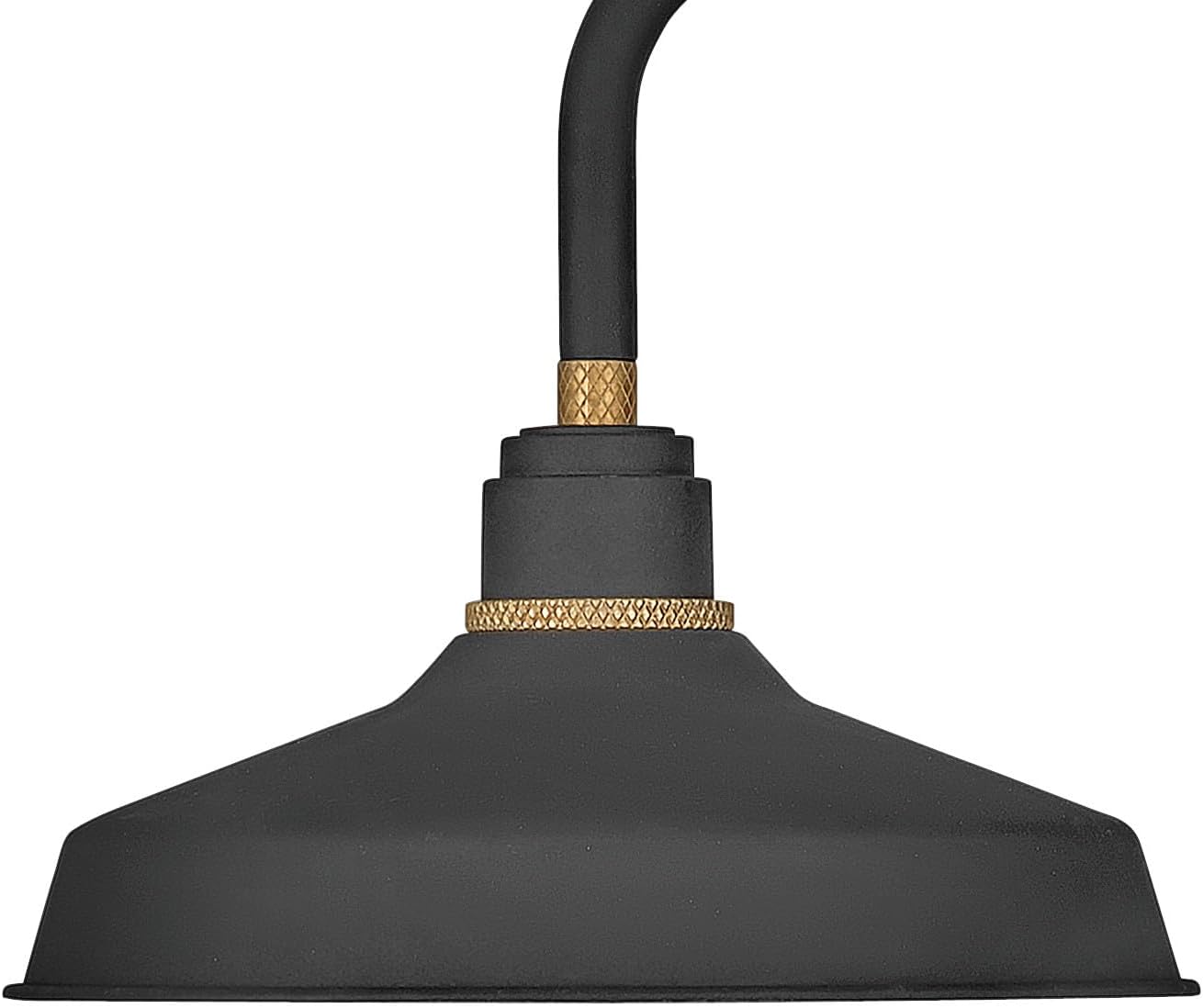 Hinkley Foundry Classic 10231TK Small Gooseneck Barn Light, Knurled Brass Accents, Dark Sky Compliant, Textured Black and Brass