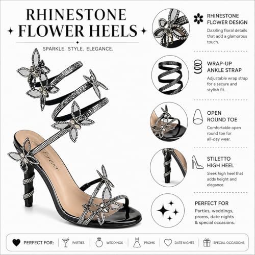 Image of Forever Link Women Rhinestone Butterfly Wrap up Stiletto Heel Sandals