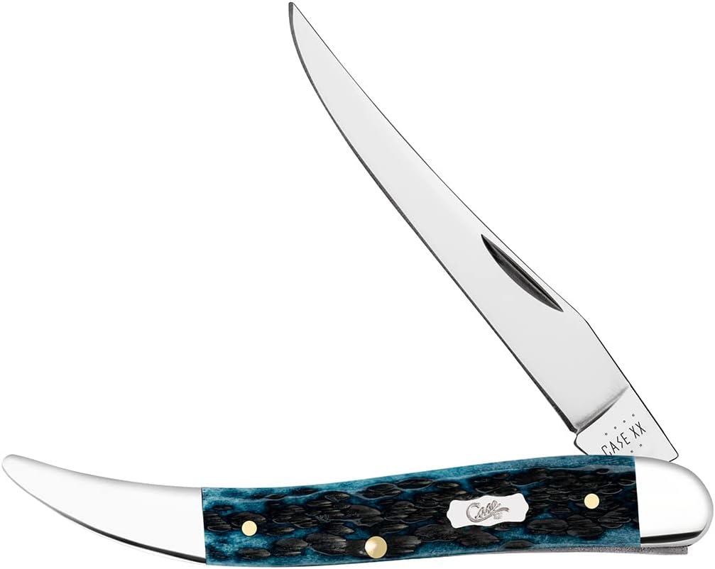 CASE XX WR POCKET KNIFE MED TX TOOTHPICK - POCKET WORN® MEDITERRANEAN BLUE BONE JIG, ITEM 51855, LENGTH CLOSED 4 1/4 INCH (610094 SS)
