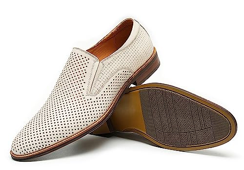 Santimon Men's Loafer Slip On Dress Casual Genuine Leather Hollow Penny Loafer Business Formal Summer Walking Shoes3