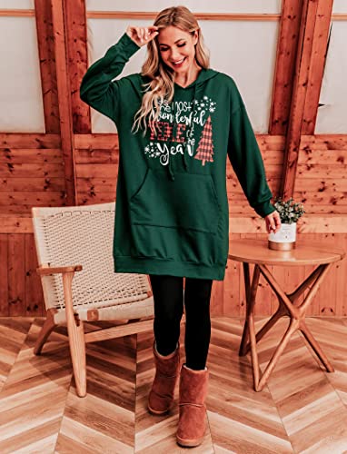 Image of Quenteen Women Hoodies Dress Hooded Sweatshirts Dress Casual Long Sleeve Tunic Dress Oversized Sweatshirts with Pocket