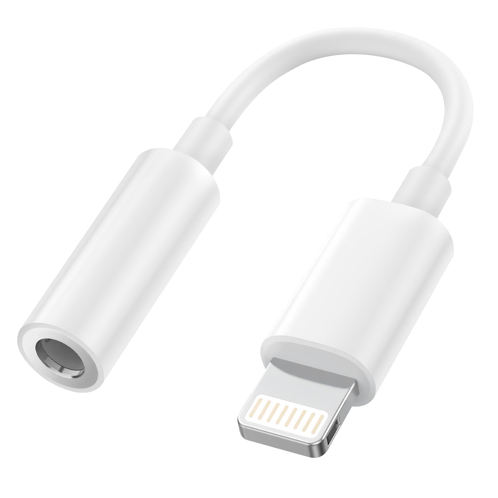 Photo 1 of [Apple MFi Certified] Lightning to 3.5mm Headphone Jack Adapter Built-in DAC Chip, Hi-Fi Audio Aux Adapter for iPhone 14/13/12/11/X/XS/XR/8/7, iPad, iPod - Car Aux, Home, Travel, Gym Use (1Pack White)