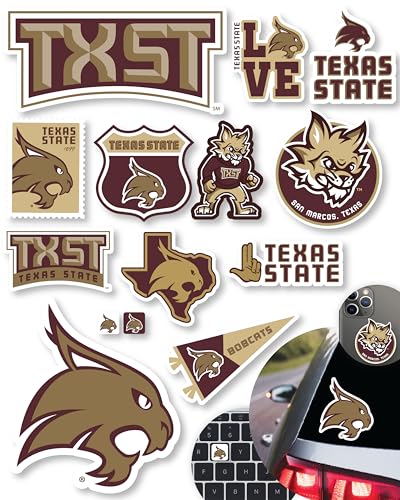 Image of Texas State University Stickers TXST Decal Bobcats Vinyl Car Sticker 14 Pcs