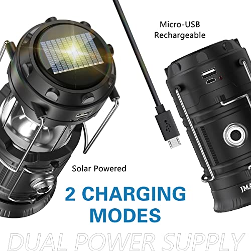 2023 Upadte Solar Lantern Flashlights Charging for Phone, USB Rechargeable Led Camping Lantern, Collapsible & Portable for Emergency, Hurricanes, Power Outage, Storm (Classical-2) - Image 4