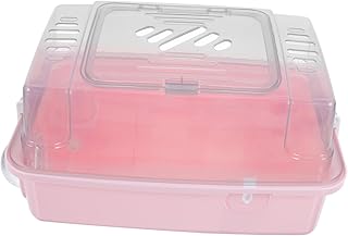 Toyvian Jaula Portátil Hámster con Botella de Transportador Multifuncional y Plataforma de Transparente Observación y Transporte Color Rosa