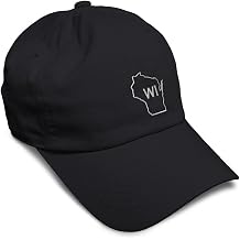 Custom Soft Baseball Hat Embroidered Dad Wisconsin Map Wi WIS. Wisconsinite Badger USA Dairyland Cotton