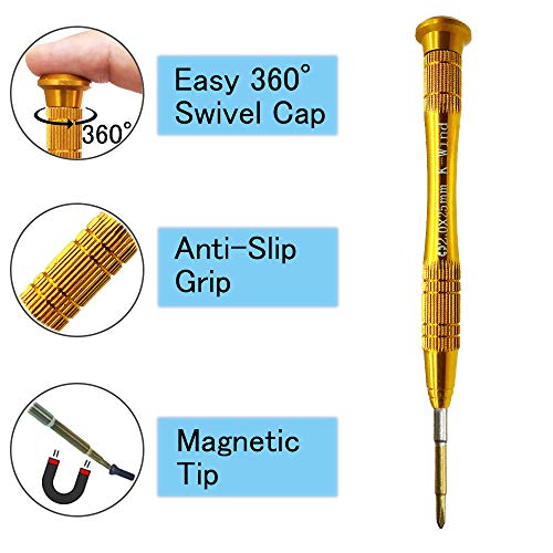 Precision Phillips PH00 Screwdriver Compatible with Nintendo Switch, Small Phillips Screwdriver #00 2.0mm for Cross-Recess Screws, S2 High Alloy Steel Head, Magnetic Tip, 360° Rotary Cap