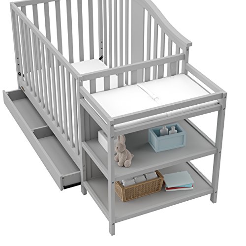 Graco Solano 4-In-1 Convertible Crib And Changer With Drawer (Pebble Gray) – Crib And Changing Table Combo With Drawer, Includes Changing Pad, Converts To Toddler Bed, Daybed And Full-Size Bed #TOP5
