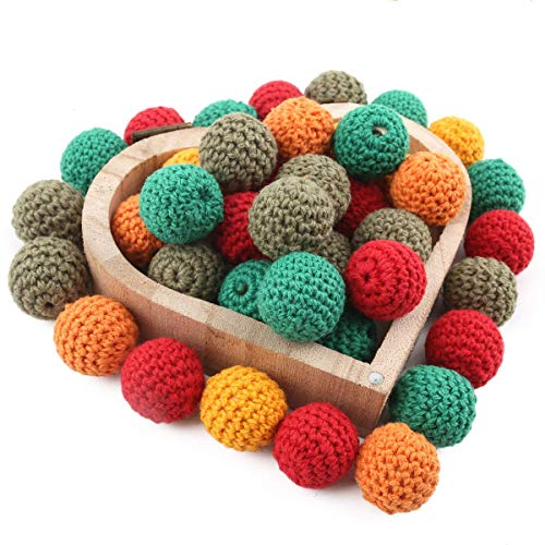 Promise Babe 木製ビーズ 針編み 20mm/50個 ウッドビーズ ハンドメイド素材 ベッドメリー ラトル モービル 手作り用品 誕生日プレゼント ギフト 出産お祝い…