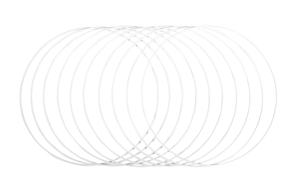 Rayher White Set Of 10 Coated Metal Rings For Wedding Crafts, Ten Hoops With A Diameter Of 30Cm For Dream Catcher And Macrame, 25218102
