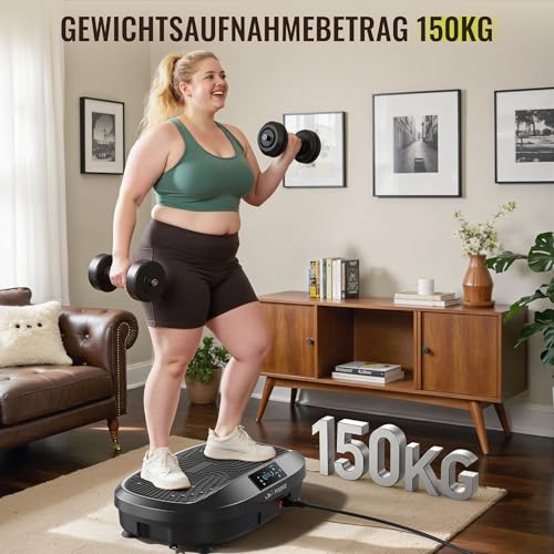 FLYBIRD Vibrationsplatte, 120 Leistungsstarke einstellbare Geschwindigkeiten,150KG Tragkraft,Ganzkörper-Training mit Fernbedienung für Frauen Muskelaufbau & Lymphdrainage