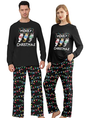 ALISISTER Matching Christmas Pajamas for Couples Men and Women Xmas Pjs Sets Long Sleeve Sleepwear
