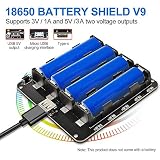  Diymore 18650 - Batería para Raspberry Pi Arduino ESP32 WiFi (5 V, 3 V, 1 A) 18650 Battery Shield V9