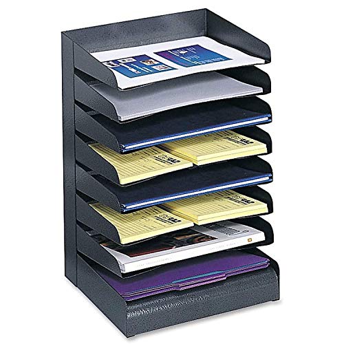 Image of Safco 3129BL Steel Desk Organizer Tray Sorter with 8 Shelves (Black)