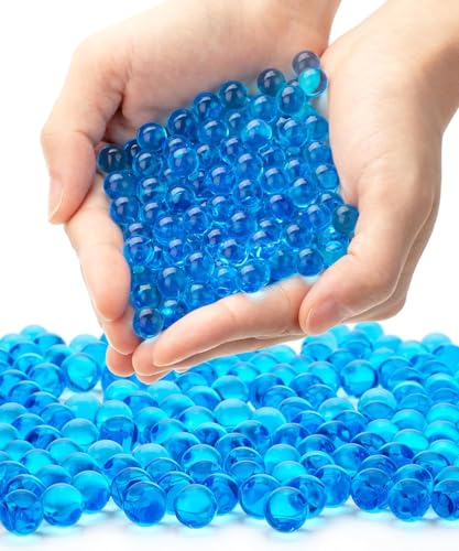 PINNACLE DYNAMICS Blue Water Beads - 20,000 Pcs (100+ Grams) - 16mm - Biodegradable Gel Soil Beads - Decorative Water Balls for Stress Relief - Crystal Gel Balls as Vase Filler