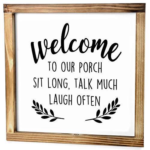 Welcome to Our Porch Sign Outdoor 12x12 Inch - Welcome to the Porch Sign, Hanging Welcome Sign for Front Porch Decor Farmhouse, Rustic Sign for Porch Decor, Welcome Home Sign, Welcome Porch Sign