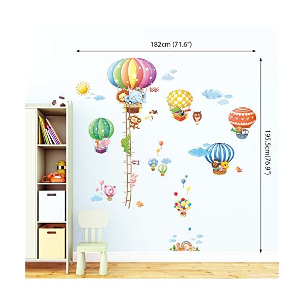 DECOWALL DA-1606N1406B Tabella di Altezza con Mongolfiere con Animali Adesivi da Parete Decorazioni Stickers Murali… – Bild 4