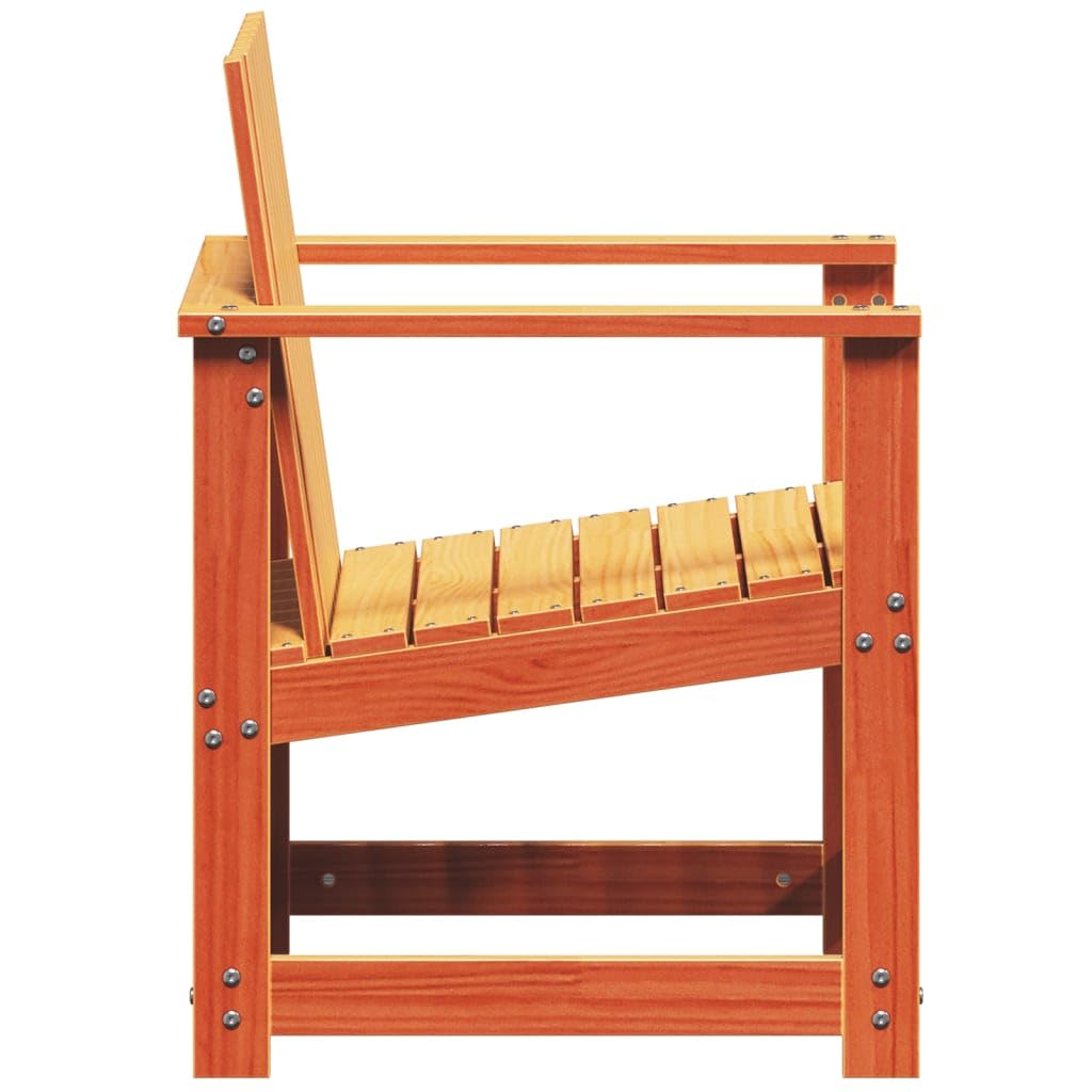 Silla de jardín marrón cera, 62 x 56 x 77 cm, madera maciza de pino, diseño de lamas, robusta, cómoda, para terraza, balcón, salón, exterior