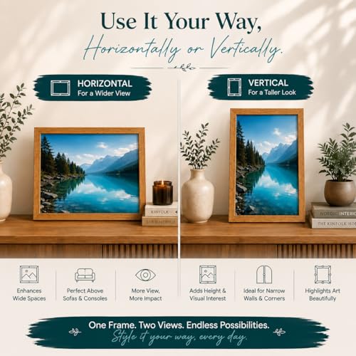 Image of Abhikalpya Art Studio 12x16 Inch A3 Size Photo Frame for Wall - Vertical & Horizontal Wooden Look Picture Frame for Home Decor, Poster, Certificate, Artwork, Gallery Wall Set of (1) (Teak colour)
