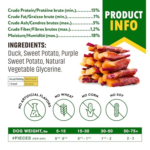 Image of Beloved Pets Sweet Potato Dog Treats & Healthy Duck Chews 10.6 Oz - Puppy Snacks & Soft Bones for Large, Medium & Small Breeds - Natural Dog Food & Grain-Free, Rawhide-Free Training Jerky Wraps