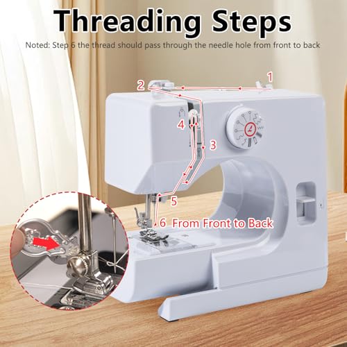 GraceGlow Nähmaschine für Anfänger & Kinder, Kleine nähmaschinen Mit 12 Stichprogrammen, Mini Sewing Machine Tragbare Elektrische Nähmaschine mit LED-Licht, Fußpedal & Nähset