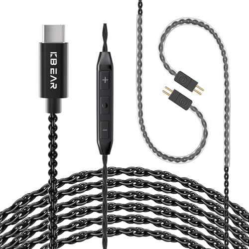 Image of KZ ZST IEM Cable, 2 Meter Type-C USB C Earbuds Cable, KBEAR CX01 OFC in Ear Monitor Headphone Cords for ZS12 PRO X, ZSN PRO X, EDX PRO, ZAR, ZA12, Castor, ZAS, PRX, CCA CRA (2Pins with Mic, Black, 2m)