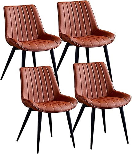 SJIALEN Set of 4 Modern Dining Room Chairs, Cushioned Soft Seat Bedroom Home Office Chairs Sturdy Metal Legs Faux Leather Office Chair Kitchen Chair (Color : Orange, Size : 46x53x83cm)