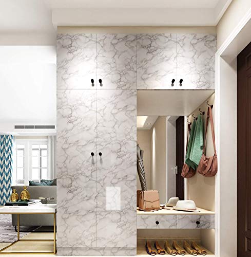 Image of JAAMSO ROYALS Polyvinyl Chloride Vinyl Marble Wallpaper, PVC Marble Sheet for Wall, Marble Wallpaper for Kitchen, Marble Sticker, sunmica, Marble Wallpaper for Walls (200CM x 60CM)