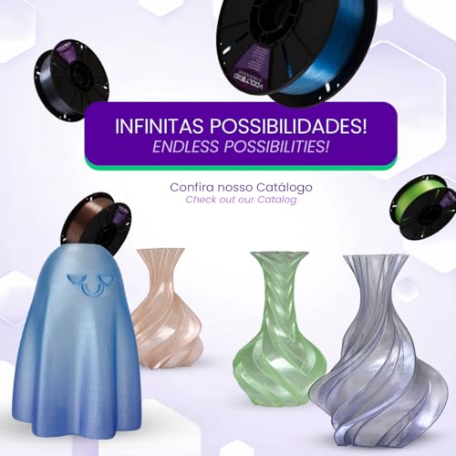 Filamento 3D PLA Glass 1Kg, 1,75mm, Efeito Semelhante a Vidro, Para Impressora 3D - Oficial Voolt3D