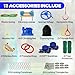 2x50 Ft Ninja Obstacle Course Kit for Kids with Slackline and 13 Fun Accessories Including Climbing Net, Rope Ladder, Monkey Bars, Ninja Obstacle Course for Kids Ages 3+ with 440lbs Weight Capacity