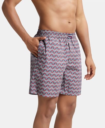 Image of Jockey US57 Men Super Combed Mercerized Cotton Woven Printed Boxer Shorts with Side Pockets (Prints May Vary)