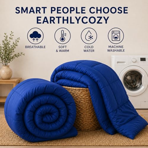 Image of Luxury Hotel Collection Cotton Comforter | All-Season Lightweight Quilt for Hot Sleepers | Plush, Breathable & Box-Stitched (Twin /Twin XL) Royal Blue