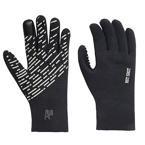 HOT SHOT Men's Waterproof Fishing Gloves, Black, Large