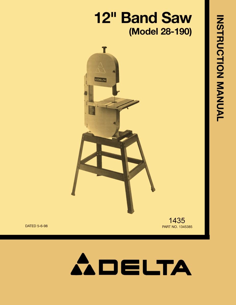 DELTA 12 Inch Band Saw 28-190 Instructions & Parts Manual