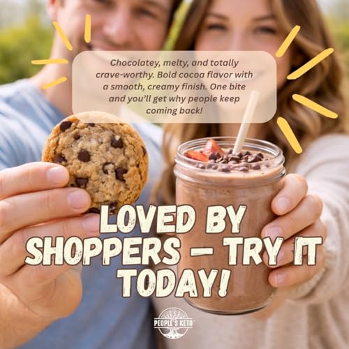 Sugar Free Large Chocolate Chips, Stevia Sweetened, 12 oz. Value Size, Non-GMO, Vegan, Keto, Low Carb, 60% Cocoa, All Natural, Baking Chips, Gluten Free, No Sugar Added, The People's Keto Company (3 P