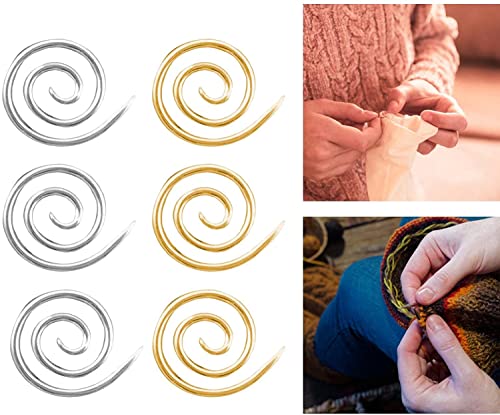 6Pcs Spiral Cable Knitting Needle,Stainless Steel Practical Circular Knitting Needle Cable Needles,Handmade Knitting Tool Cable Needle Shawl Pin For Yarn Sewing Knitting Beginners (6Pcs, Gold&Silver) #TOP4