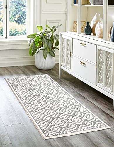 The Sofia Rugs Kitchen Rug Set [2 Pcs] Absorbent, Non-Slip Kitchen Mats For Floor - Washable Kitchen Sink Rugs And Runners For Bathroom, Kitchen, Gray, 48"X20" + 30"X20" #TOP4