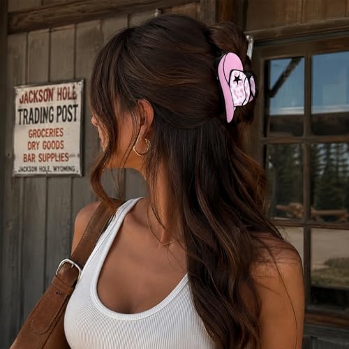 Pinza para cabello JazSwirl, 8 cm, color rosa, diseño western miniatura 5