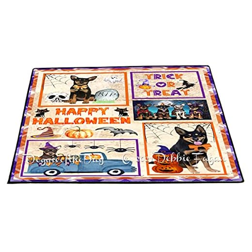 Doggie of the Day Australian Kelpies Dogs Floor Mat - Happy Halloween Trick or Treat - Best Dog Doormat - Protector Decor - Unique Portrait Art - Premium Quality Decoration, 30"x45"