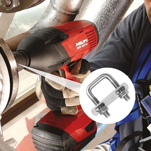 6 Stück Bügelschrauben M8, U-Schrauben, U Schrauben, U Bolzen, Bügelschraube mit Gewinde 25x50mm, Bügelbolzen mit Muttern & Rahmenplatte Unterlegscheibe für Rohr Befestigung Auto Abschleppen