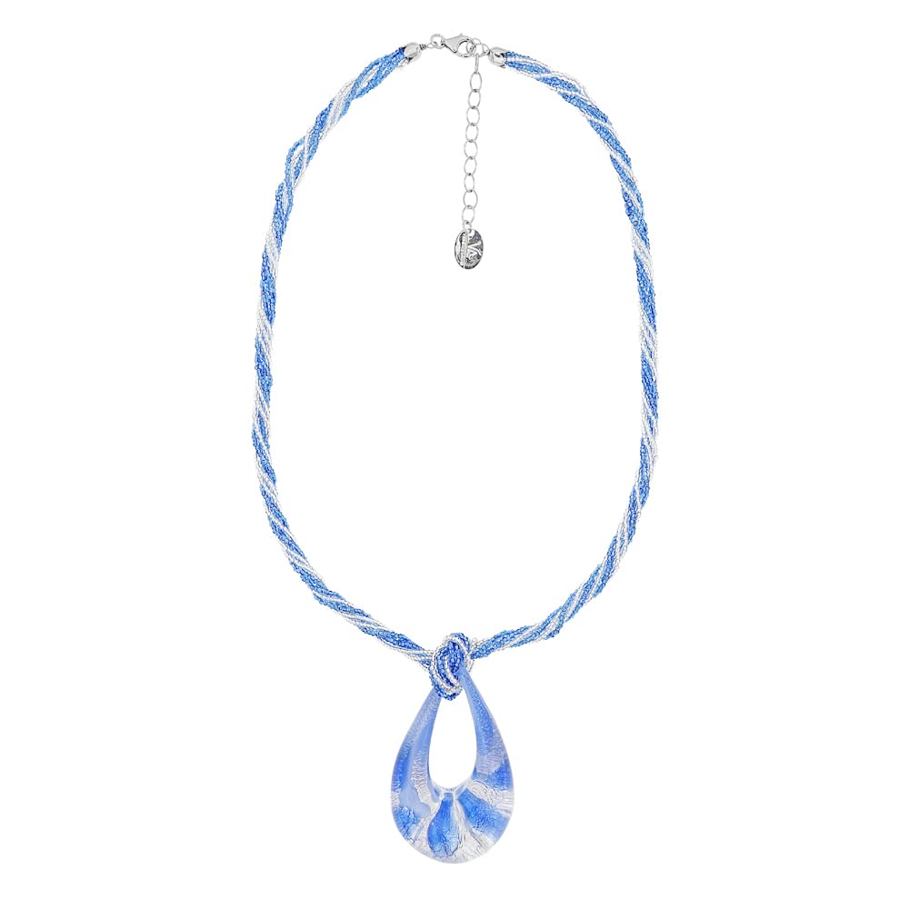 Venetiaurum - Collier ras du cou pour femme avec pendentif goutte en verre de Murano original et argent 925 - Bijou Certifié Made in Italy