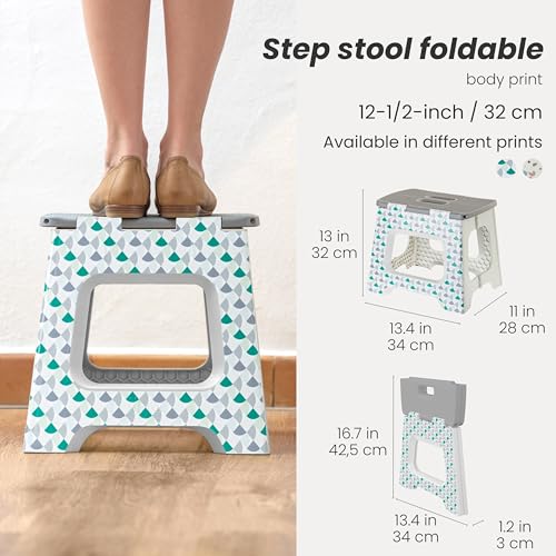 Image of Vigar Compact Folding Step Stool for Adults 12-1 /2 Inch Geometric