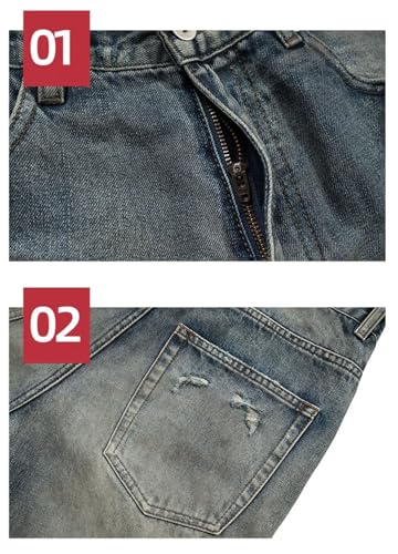 Men and Women Washed Dirty Baggy Jeans Straight Vintage Harajuku Streetwear Denim Trousers2