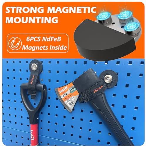 Image of MUTUACTOR 2packs Magnetic Hooks Heavy Duty,Strong Magnet Garage Hook Large Capability for Hanging Cables Rubber Coating Mounting Magnet Storage Hooks for Garden Hoses Ropes Cordless Drills Tools Box